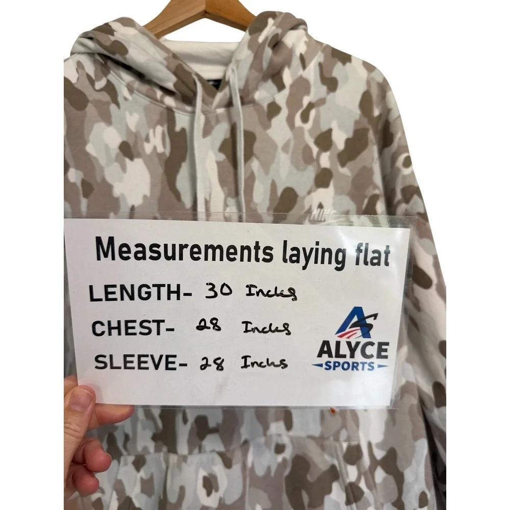 Nike Hoodie Mens 3XL Tall Beige Gray Camo Pullover Embroidered Logo Fleece